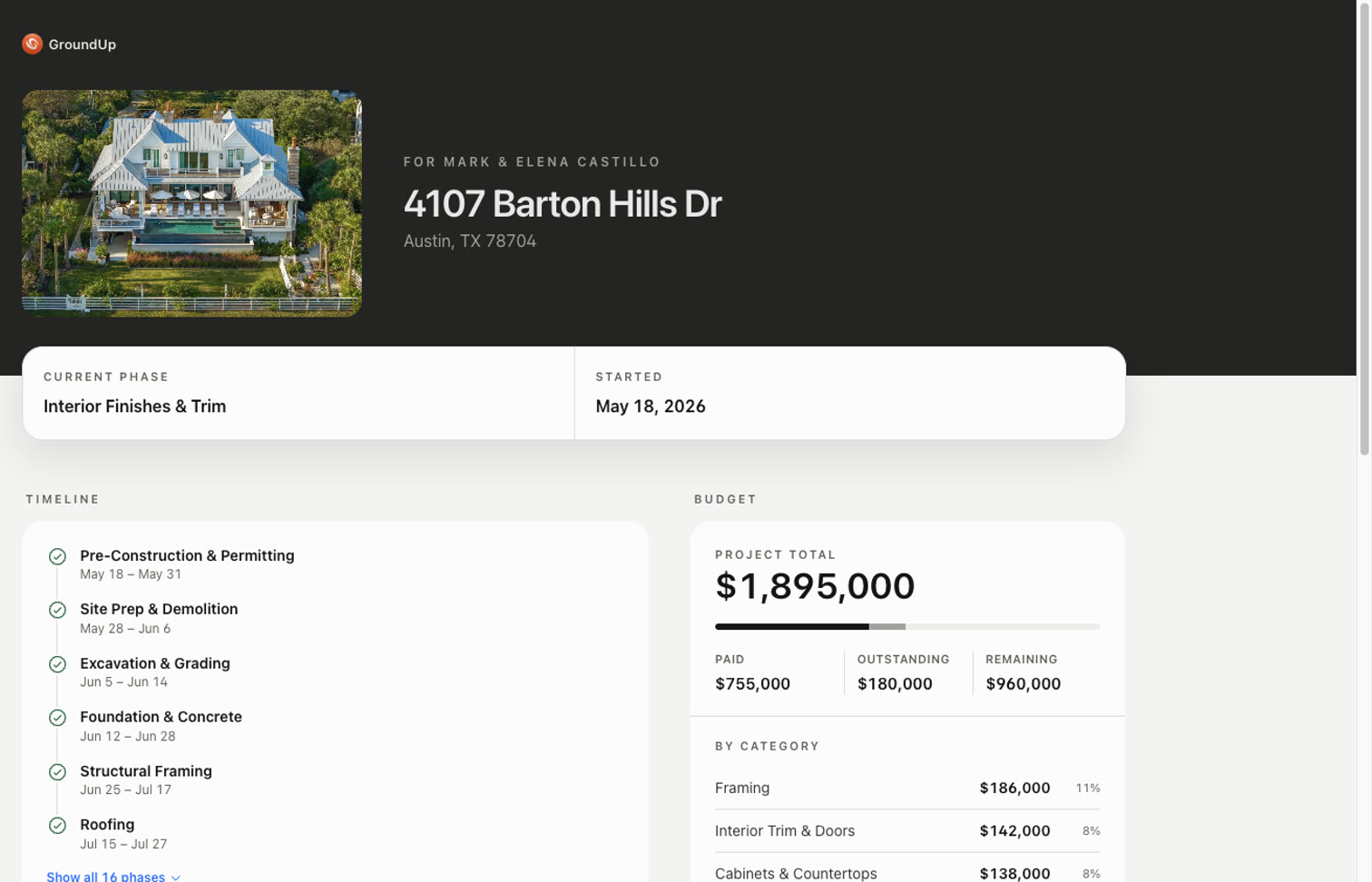 The project portal — a live, read-only view of the project