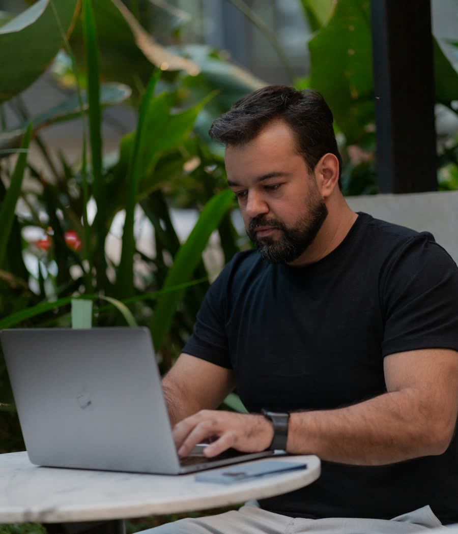 An investor checking on a project from his laptop